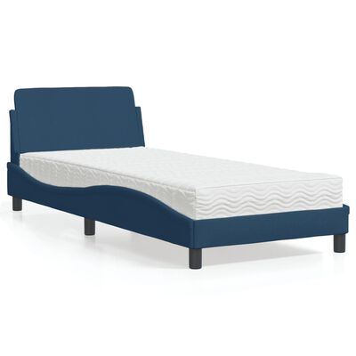 vidaXL Cama con colchón tela azul 90x190 cm