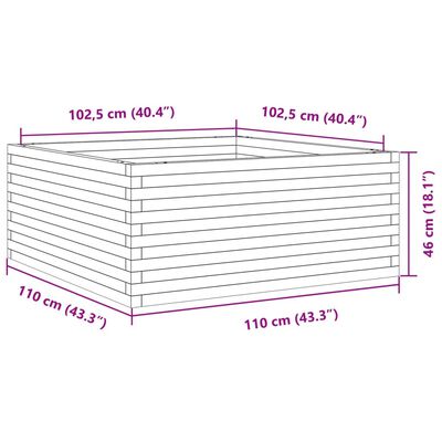 vidaXL Jardinera de madera de pino impregnada 110x110x46 cm