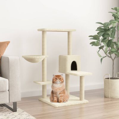 vidaXL Rascador para gatos con postes de sisal color crema 95 cm