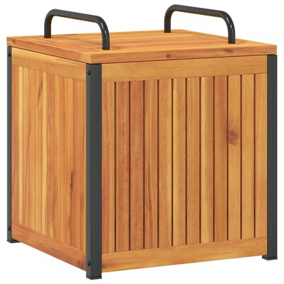 vidaXL Baúl de cojines jardín madera maciza acacia acero 45x45x45/53cm