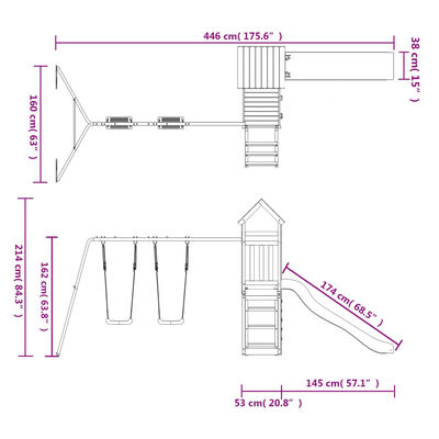 vidaXL Parque infantil de exterior madera de pino impregnada
