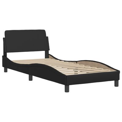 vidaXL Estructura cama con luces LED cuero sintético negro 80x200 cm