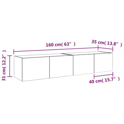 vidaXL Muebles TV de pared luces LED 2 uds marrón roble 80x35x31 cm