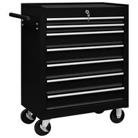 vidaXL Carrito caja de herramientas 7 cajones negro