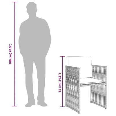 vidaXL Set de comedor de jardín 7 pzas y cojines ratán sintético negro