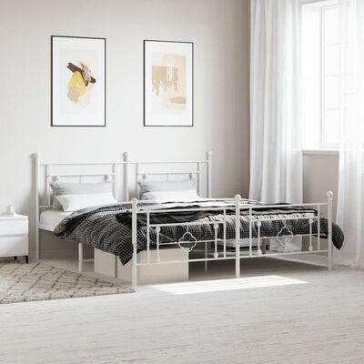 vidaXL Estructura cama sin colchón con estribo metal blanco 180x200 cm