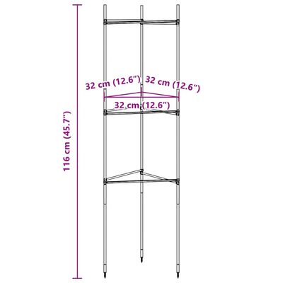 vidaXL Tutor para tomates 2 unidades acero y PP 116 cm