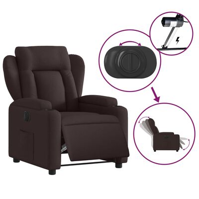 vidaXL Sillón reclinable eléctrico tela marrón oscuro