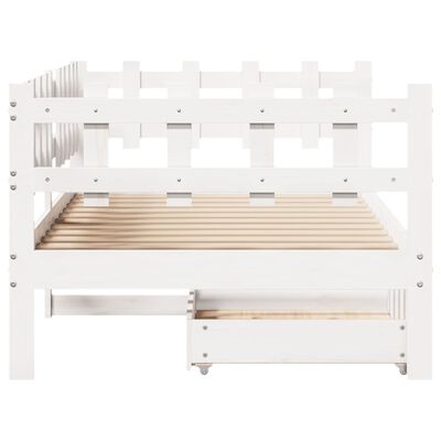 vidaXL Sofá cama con cajones madera maciza de pino blanca 80x200 cm