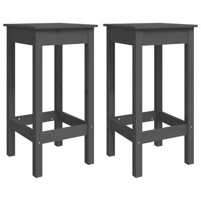 vidaXL Set de mesa y taburetes altos jardín 3 piezas madera pino gris