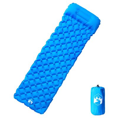 vidaXL Colchón de camping inflable con almohada 1 persona azul