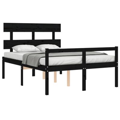 vidaXL Cama para personas mayores con cabecero madera maciza negro