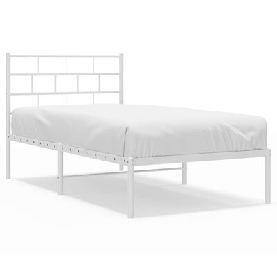 vidaXL Estructura cama sin colchón con cabecero metal blanco 107x203cm