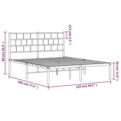 vidaXL Estructura cama sin colchón con cabecero metal negro 120x190 cm