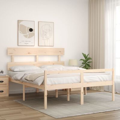 vidaXL Cama para personas mayores con cabecero madera maciza 160x200cm