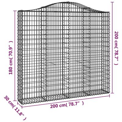 vidaXL Cestas de gaviones 14 uds forma de arco hierro 200x30x180/200cm