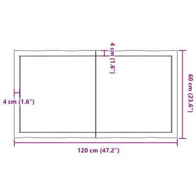 vidaXL Tablero de mesa madera maciza borde natural 120x60x(2-4) cm