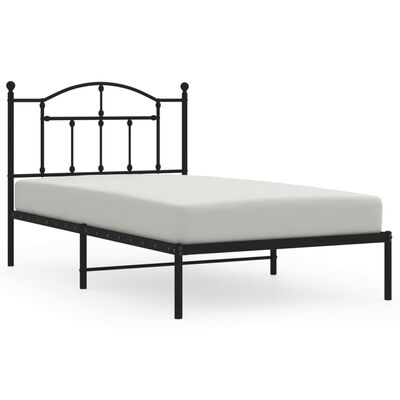 vidaXL Estructura cama sin colchón con cabecero metal negro 100x190 cm