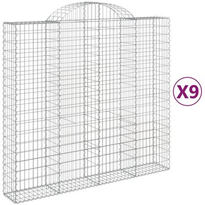 vidaXL Cestas de gaviones 9 uds forma de arco hierro 200x50x180/200 cm