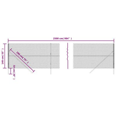 vidaXL Cerca de alambre plateado 1,4x25 m