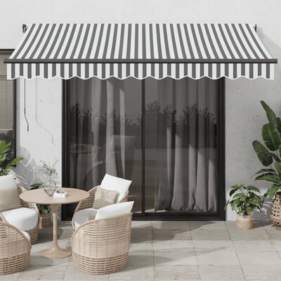 vidaXL Toldo retráctil manual gris antracita y blanco 350x250 cm