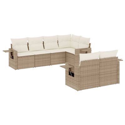 vidaXL Set sofás de jardín 7 piezas y cojines ratán sintético beige