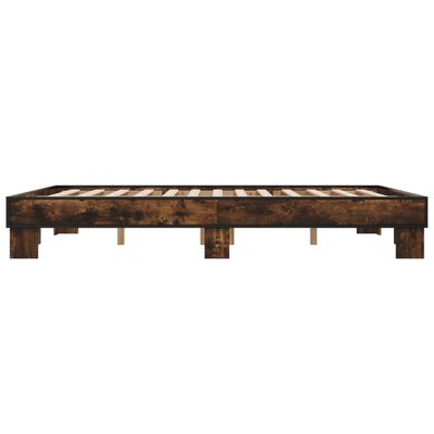 vidaXL Estructura cama madera ingeniería metal roble ahumado 150x200cm