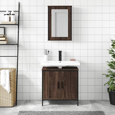 vidaXL Set de muebles baño 2 pzas madera contrachapada marrón roble