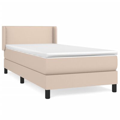 vidaXL Cama box spring con colchón cuero sintético capuchino 100x200cm