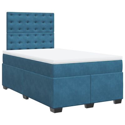 vidaXL Cama box spring con colchón terciopelo azul 120x190 cm