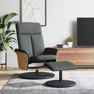 vidaXL Sillón reclinable con reposapiés tela gris oscuro