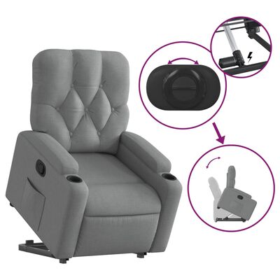 vidaXL Sillón reclinable elevable de tela gris claro