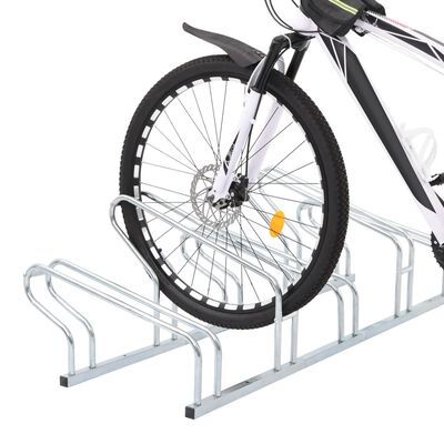 vidaXL Soporte para 5 bicicletas suelo independiente acero galvanizado