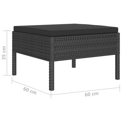 vidaXL Set de muebles de jardín 10 pzas cojines ratán sintético negro