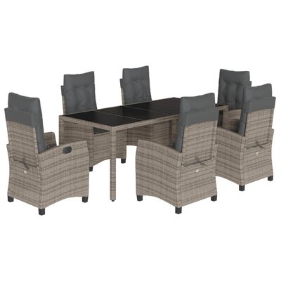 vidaXL Set comedor jardín 7 pzas y cojines ratán sintético gris