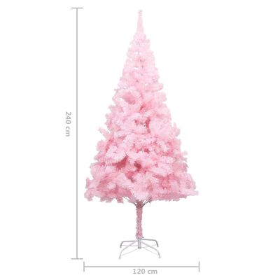 vidaXL Árbol de Navidad preiluminado con luces y bolas rosa 240 cm