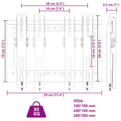 vidaXL Soporte pared TV pantalla 14''-42'' Max VESA 200x200 mm 30 kg