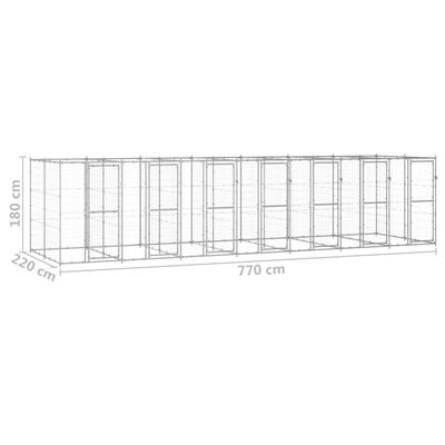 vidaXL Perrera de exterior de acero galvanizado 16,94 m²