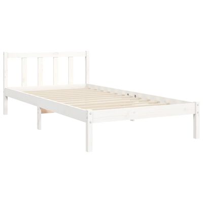 vidaXL Estructura de cama con cabecero madera maciza blanco 90x200 cm