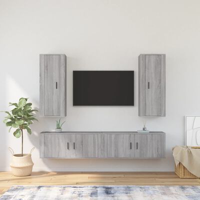 vidaXL Set de muebles para TV 4 pzas madera contrachapada gris Sonoma