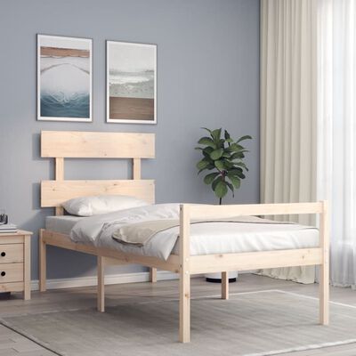 vidaXL Cama para personas mayores con cabecero madera maciza