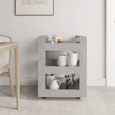 vidaXL Carrito de cocina madera contrachapada gris hormigón 60x45x80cm