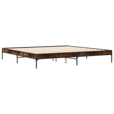 vidaXL Estructura cama madera ingeniería metal roble ahumado 200x200cm