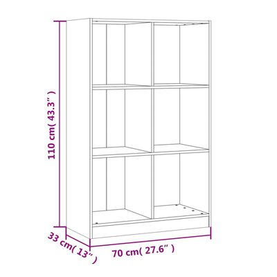 vidaXL Estantería de madera maciza de pino blanco 70x33x110 cm