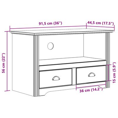 vidaXL Mueble de TV 2 cajones BODO madera de pino gris 91,5x44,5x56 cm