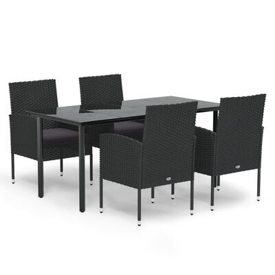 vidaXL Set de muebles jardín 5 pzas con cojines ratán sintético negro