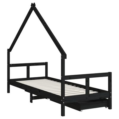 vidaXL Estructura de cama niños con cajones madera pino negro 80x200cm