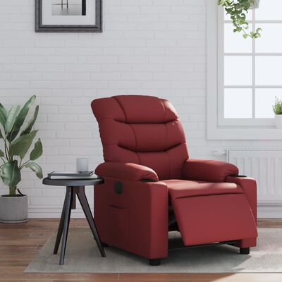 vidaXL Sillón reclinable eléctrico de cuero sintético rojo tinto