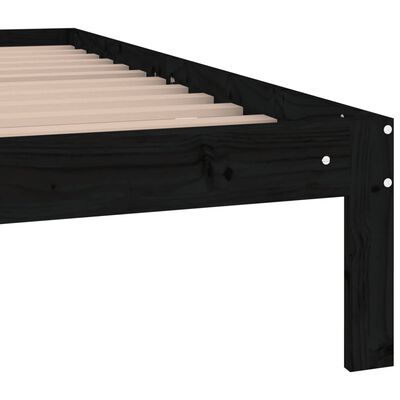 vidaXL Estructura de cama doble madera maciza negra 135x190 cm