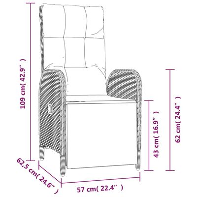 vidaXL Set de comedor de jardín 9 pzas y cojines ratán sintético negro